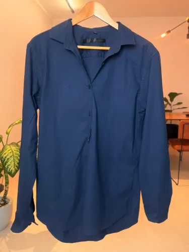Camisa Social G John John azul-marinho Manga Longa
