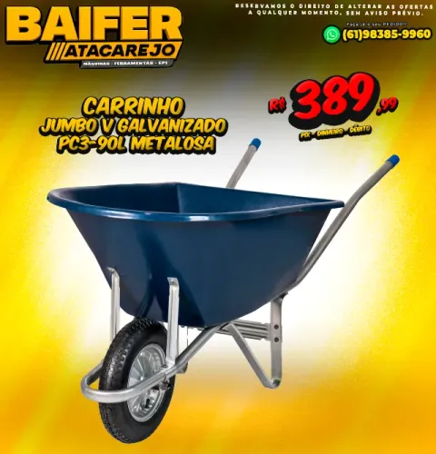 Carrinho Jumbo V Galvanizado PC3-90L Metalosa