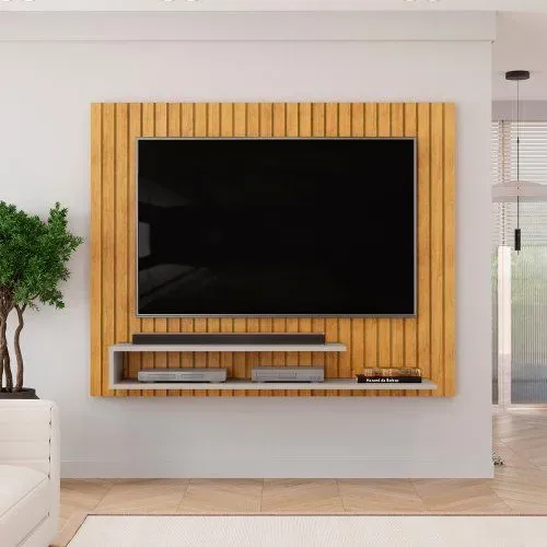 Painel Ripado Com Nicho para TV até 55 Polegadss 134cm Cedro/Bali