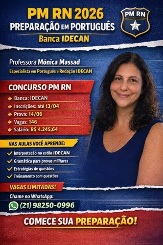 Concurso PM/ RN- aulas particulares de Português banca IDecan