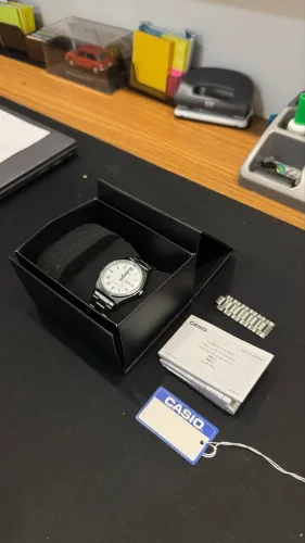 RELÓGIO CASIO MASCULINO CLÁSSICO FUNDO BRANCO