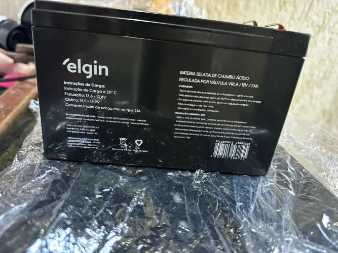 Bateria Selada Chumbo-Ácido VRLA Elgin 12V 7Ah Para Nobreak E Alarme