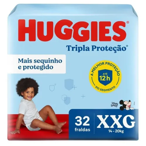 2 Pacotes Fralda Huggies Tripla Proteção XXG 32 Unidades (64 unidades total)