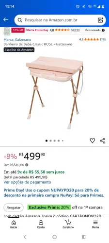 Banheira+ trocador rosa GALZERANO