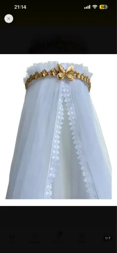 Dossel Dourado Borboleta e Flor c/ mosquiteiro Tule Renda incluso