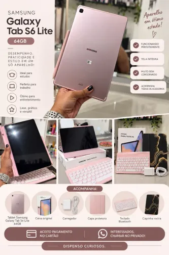 Tab S6 lite 64gb Semi novo + caixa + acessórios