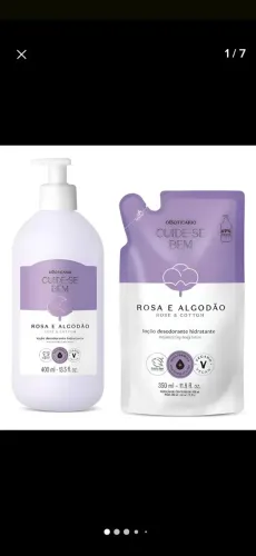 Creme e refil hidratante rosa e algodao