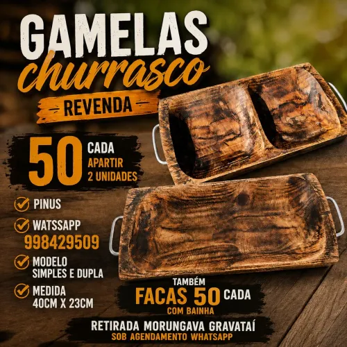 Gamelas e facas revenda 50 cada apartir 2 unidades