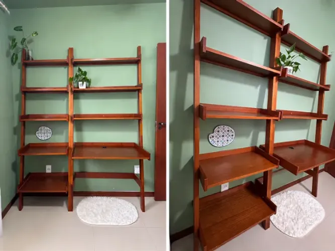 Escrivaninha + Estante Tok&Stok Mangood Madeira Maciça + Tampo Extra