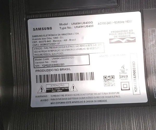 Duas TV Samsung com defeito na tela