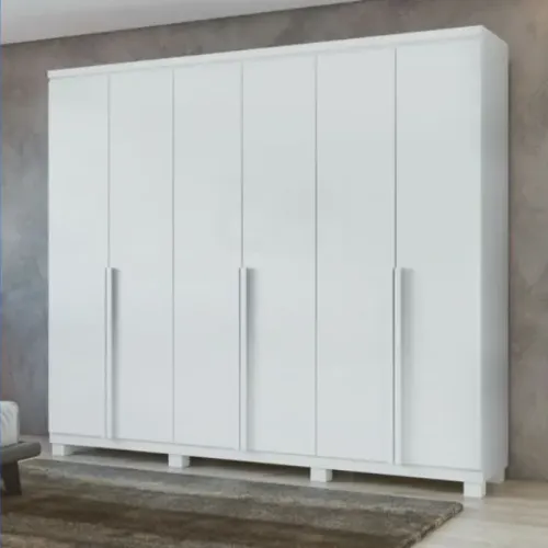 Guarda Roupa Lopas Alonzo 6PTs Com Pés Branco