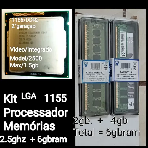Processador 1155 Intel HD GRAPHICS 1.5gb Vídeo integrado+ 6gbram Memórias DDR3 
