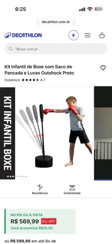 Kit infantil de box com saco de pancada