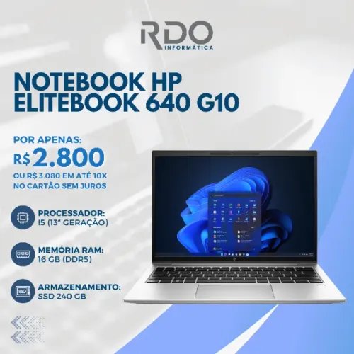 Notebook HP EliteBook 640 G10 i5 13ª Geração 16GB RAM 240GB SSD - Ideal para empresas