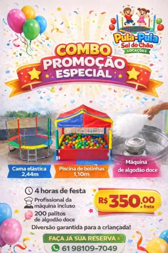 Aluguel de pula-pula, piscina de bolinhas e máquina de algodão doce R$ 350,00+ frete 
