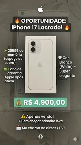 iPhone 17 branco lacrado 256