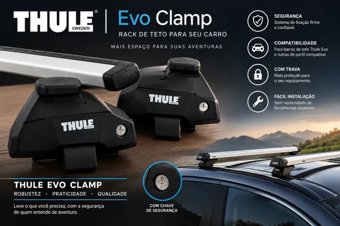 Rack de teto Thule Wingbar EVO de alumínio 