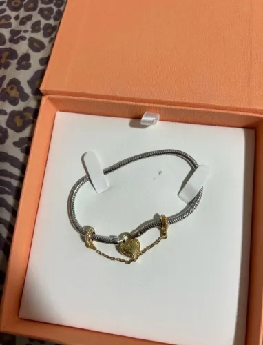 Pulseira Life Cadeado Coração em Prata 925 com Banho de Ouro Rosé 18k - Extremamente Nova