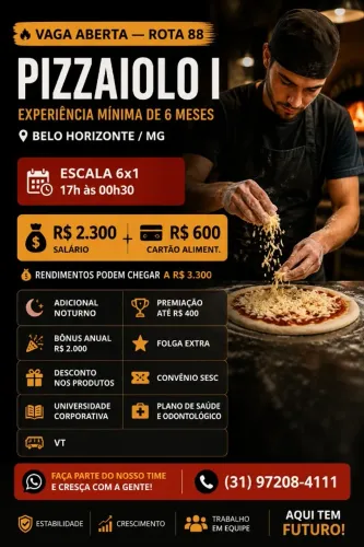 Pizzaiolo I - Rendimentos de até R$3.300,00