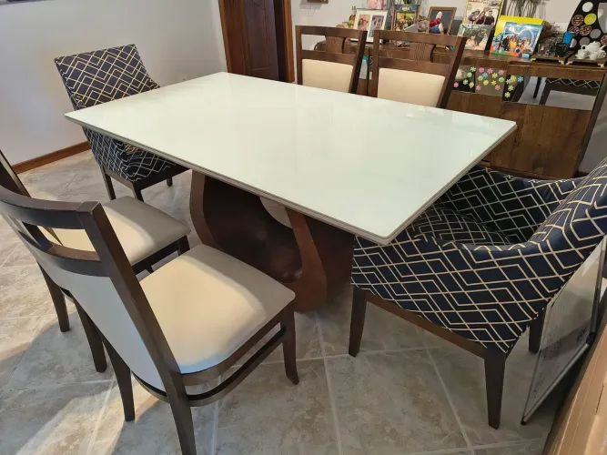 Conj Mesa Jantar 4 Cadeiras 2 Poltronas