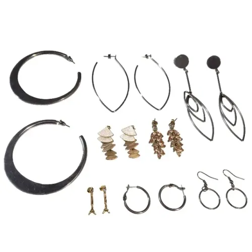 Kit Bijouteria 08 Pares de Brincos Usados Lote Diversos Modelos Metal