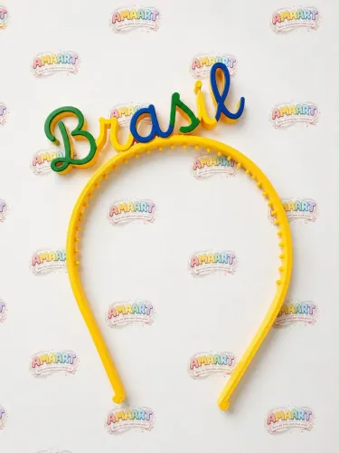 Tiara Brasil Copa do Mundo 2026 - Arco para Cabelo Torcida Verde e Amarela