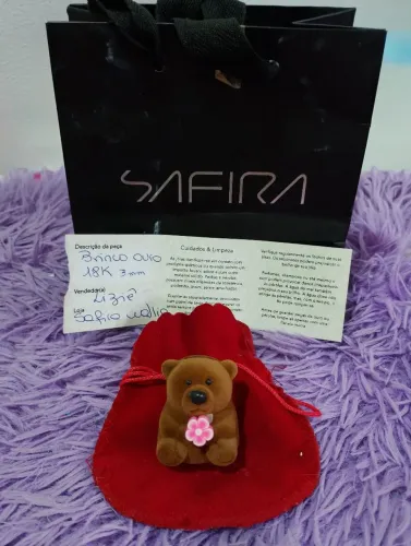 Brinco Infantil Safira Ouro 18K com certificado de originalidade