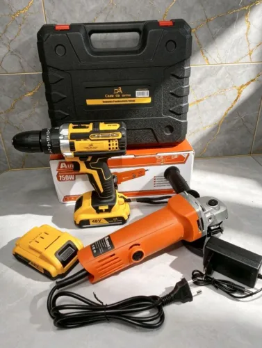 Kit Completo: Furadeira Parafusadeira 48V + Esmerilhadeira Auxom 750W