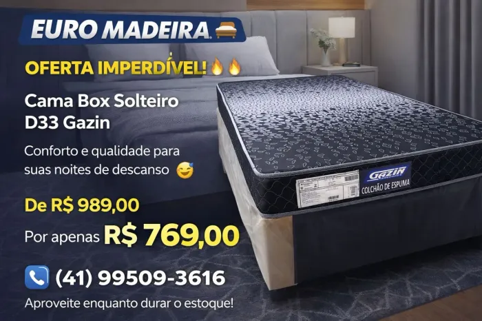 Cama box solteiro d33 Gazin - Novo