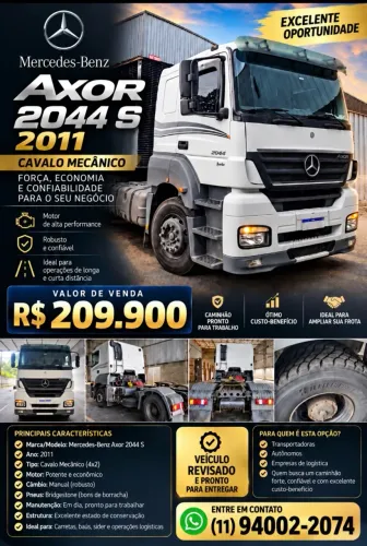? MERCEDES-BENZ AXOR 2044 S 2011 ? CAVALO MECÂNICO À VENDA