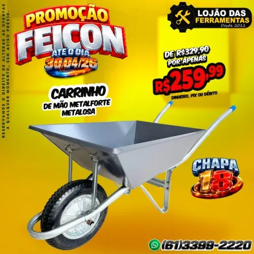 Carrinho de Mão Metalforte Chapa 18 Metalosa