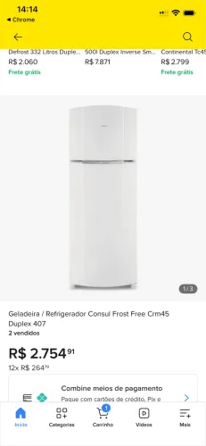 Geladeira Duplex Cônsul Frost Free