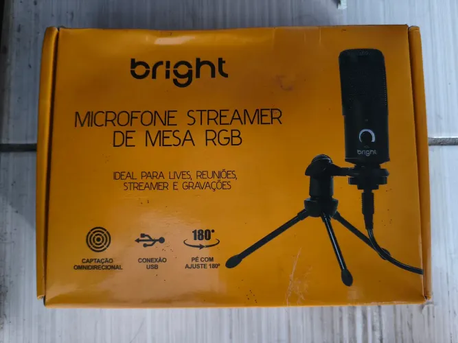 Microfone de Mesa Gamer/Streamer Bright RGB USB - Semi Novo