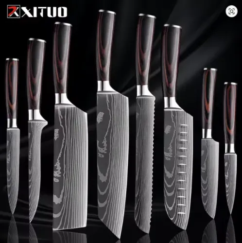 Kit 8 Facas Aço Japonês Inoxidável Xituo