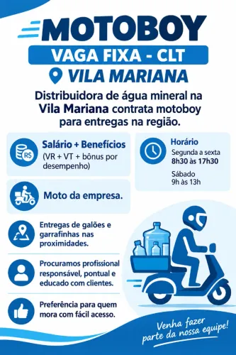 MOTOBOY - VAGA FIXA - VILA MARIANA