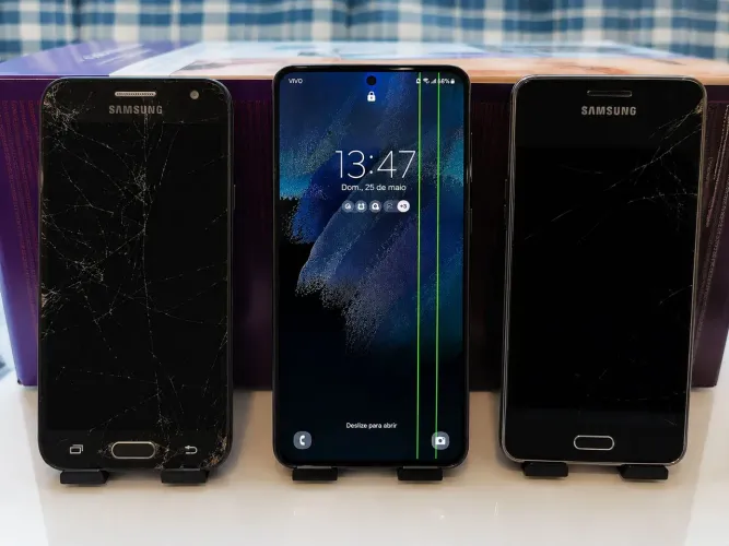 KIT 3 CELULARES SAMSUNG COM DEFEITO - OPORTUNIDADE PARA TÉCNICO OU REVENDEDOR 