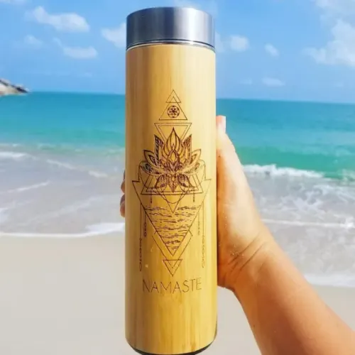 Garrafa Térmica Bhavana - inox e bambu (NOVA)