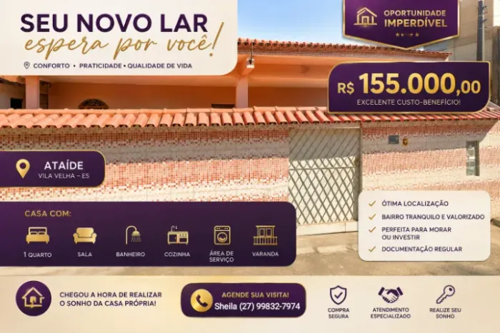 CASA À VENDA NO ATAÍDE - VILA VELHA/ES