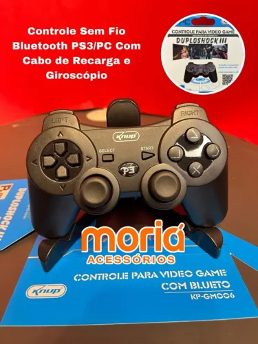 Controle Sem Fio Bluetooth PS3/PC Com Cabo de Recarga e Giroscópio