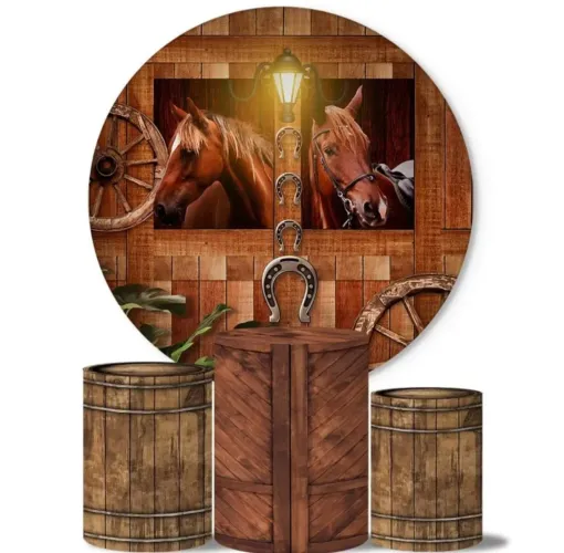 Trio capa cilindro+painel tema cavalos veste fácil, peguei e monte 