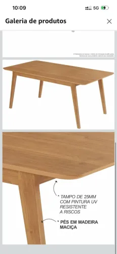 Mesa de Jantar Retangular 6 Lugares Elegance Cinamomo