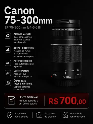 Lente canon ef 75 300 mm