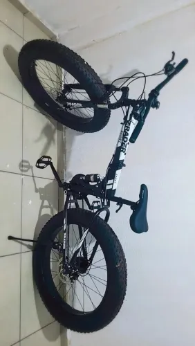 Bicicleta dobrável dupla suspensão aro 26 fat sport z radercor preto quadrado aço carbono