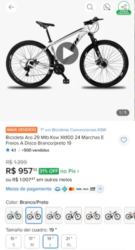 BIKE KSW ARO 19 NUNCA USADA