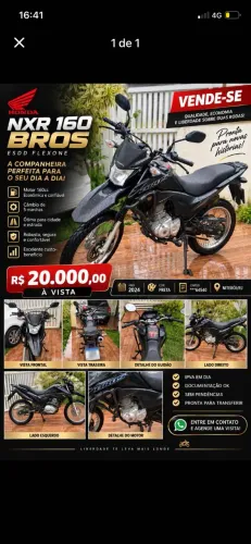 Honda NXR 160 Bros ESDD FlexOne 2024 Preta - Baixa KM