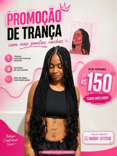 Trança com cachos nas pontas 
