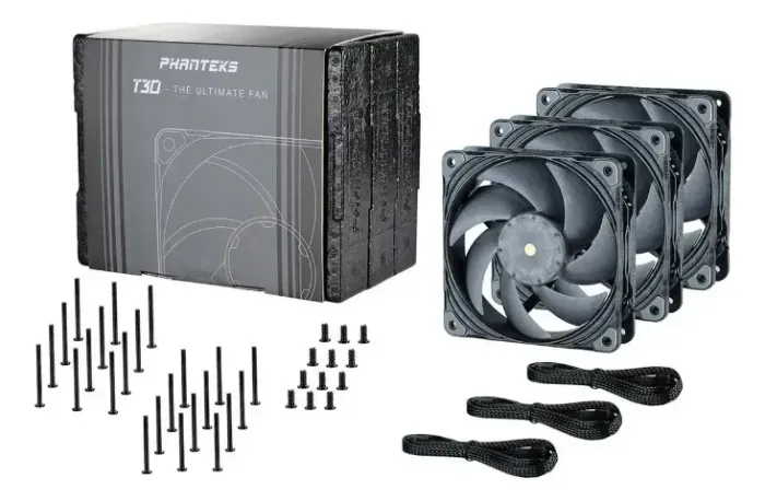 Fans Phanteks T30-120, Pacote Triplo, 120 Mm Pwm Preto Novo