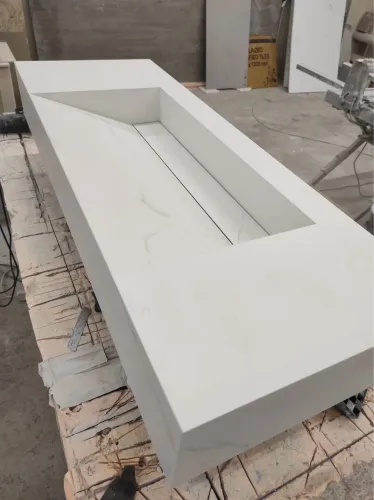 Lavatório Moderno Esculpido em Porcelanato - Alto Padrão