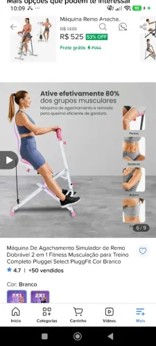Máquina De Agachamento Simulador de Remo Dobrável 2 em 1 Fitness ...