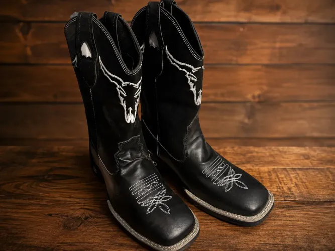 Bota de couro vaqueiro